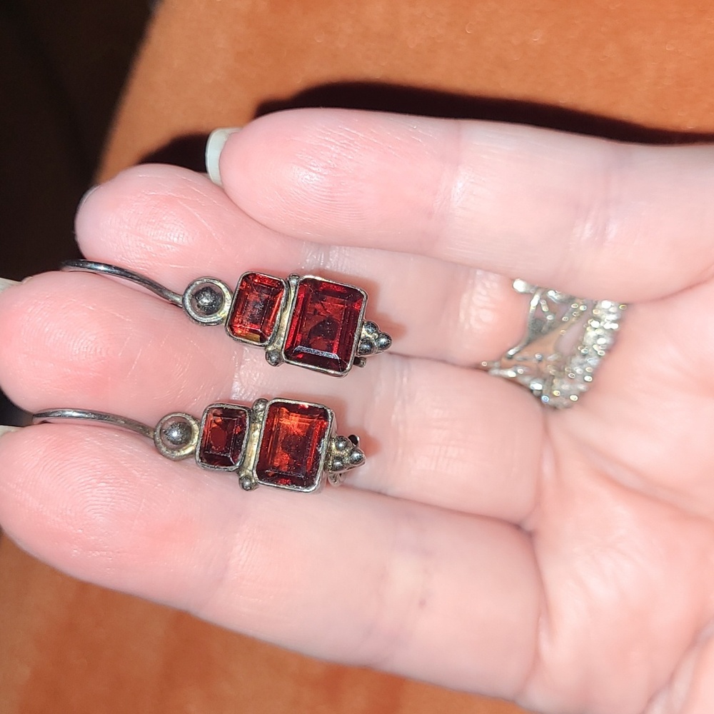 Vintage Sterling and garnet earrings